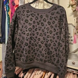 Old Navy Black and Gray Leopard Print Sweatshirt